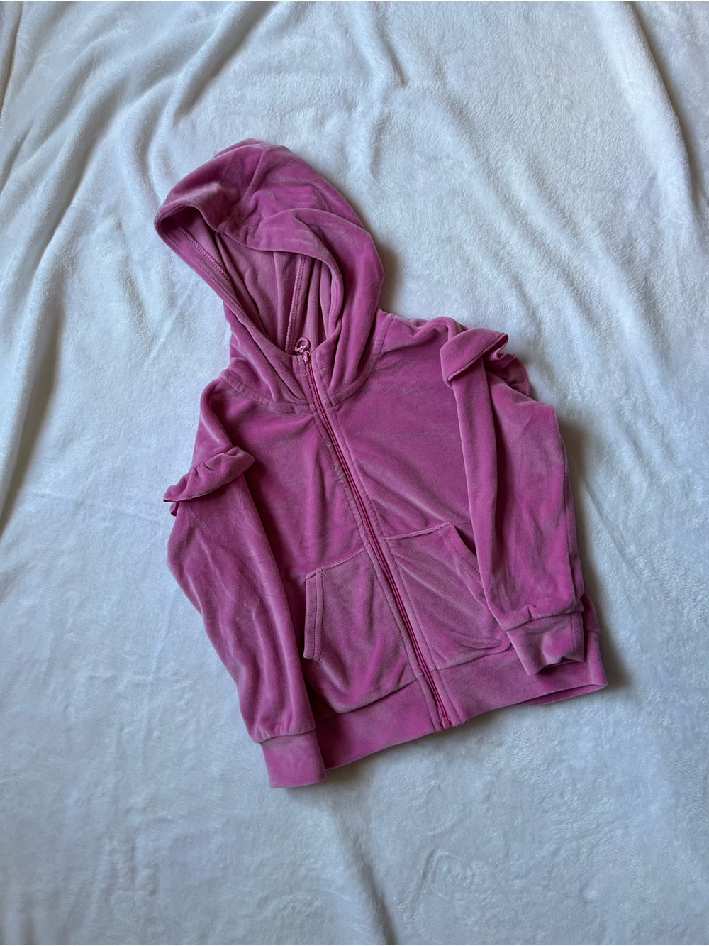 90 Degree By Reflex Girls' Ruffle Shoulder Hooded Zip Jacket - Raspberry Pink